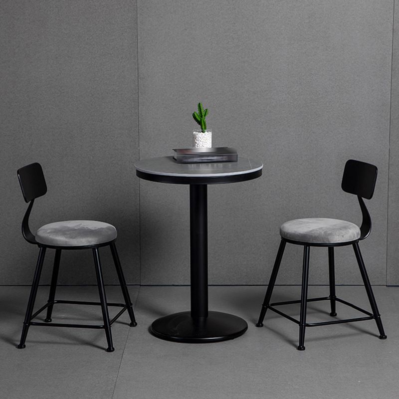 Industrial Metal Barstool Low Back Fabric Upholstered Counter Stool in Matte Finish