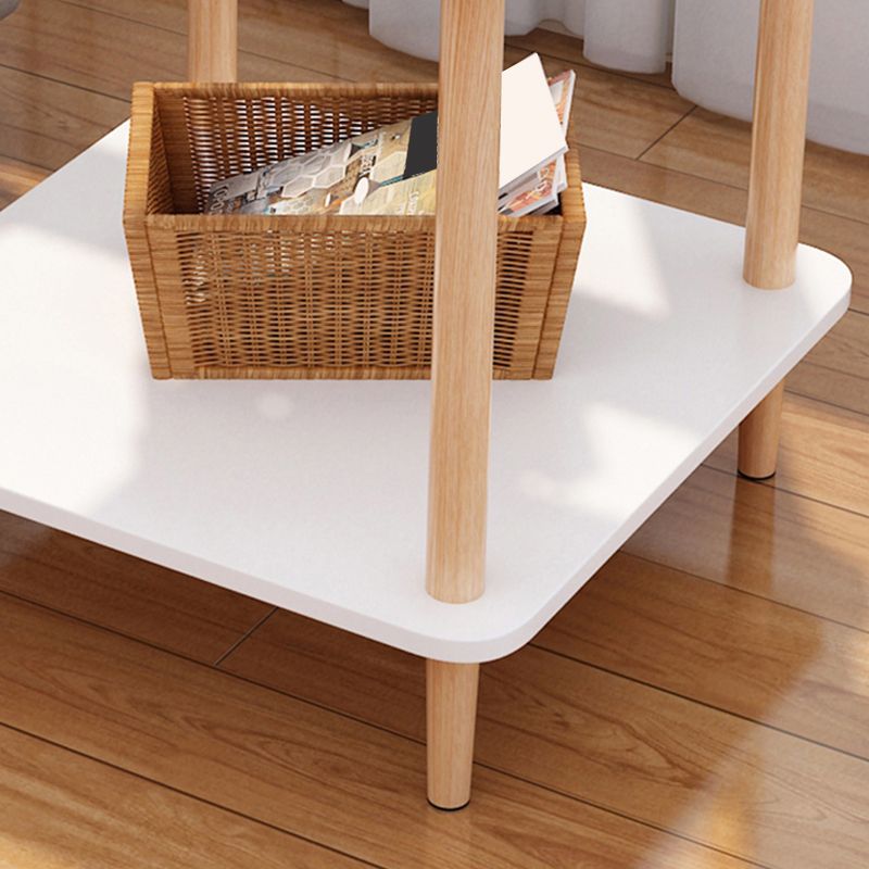 Wood 4 Legs End Table Modern Side End Snack Table for Living Room