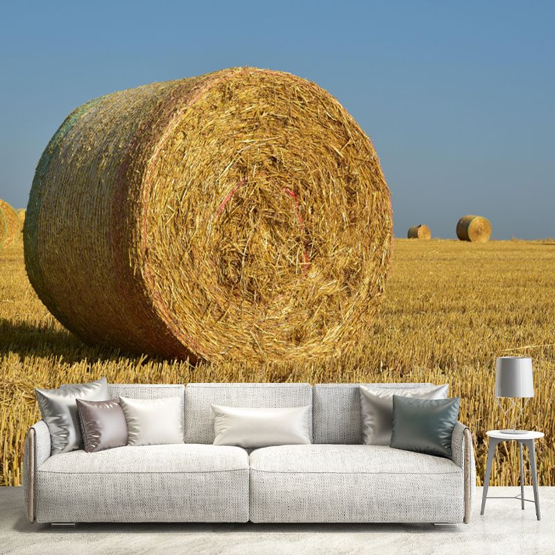 Customized Straw Bale Wall Mural Covering Mildew Resistant for Sleeping Room