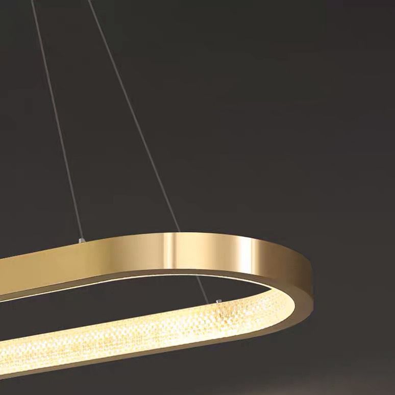 Modern Kitchen Island Lighting Oval Metal Island Light Fixture in Gold Finish