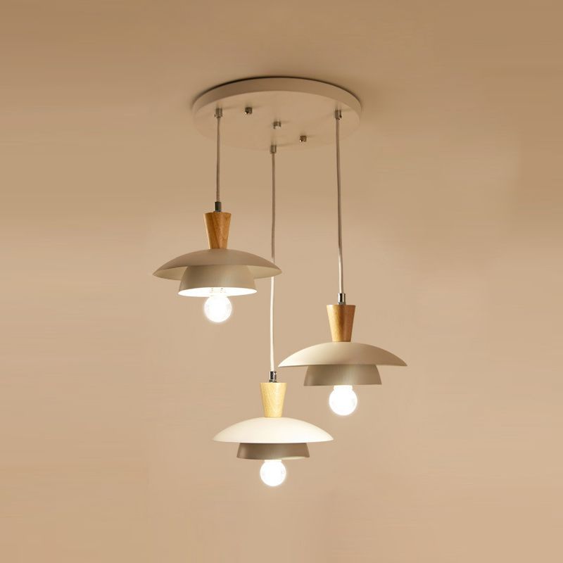 Saucer Pendant Lamp Wooden Nordic Hanging Light Fixture for Dining Room