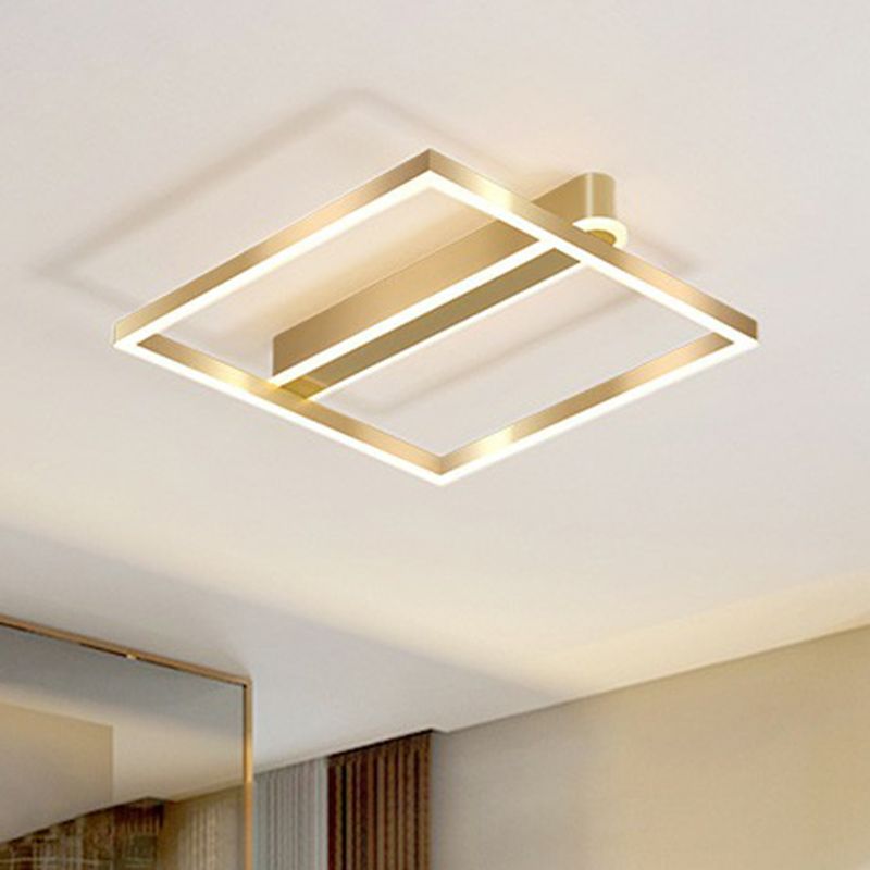 Quadratische Unterputz-Deckenleuchte, einfache Acryl-Gold-LED-Unterputzleuchte für Schlafzimmer