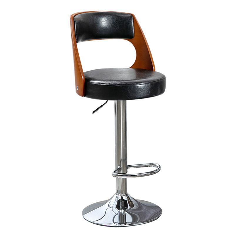 Taburete de bar de estilo industrial, taburete ajustable con asiento redondo y patas de metal para barra de mostrador