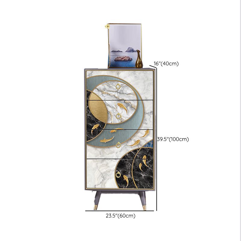 Wooden Storage Chest Dresser Classic Glam Storage Chest with Drawers