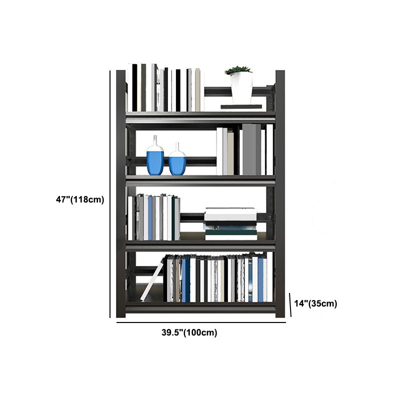 Open Black Metal Storage Bookshelf Modern Home Office Bookcase