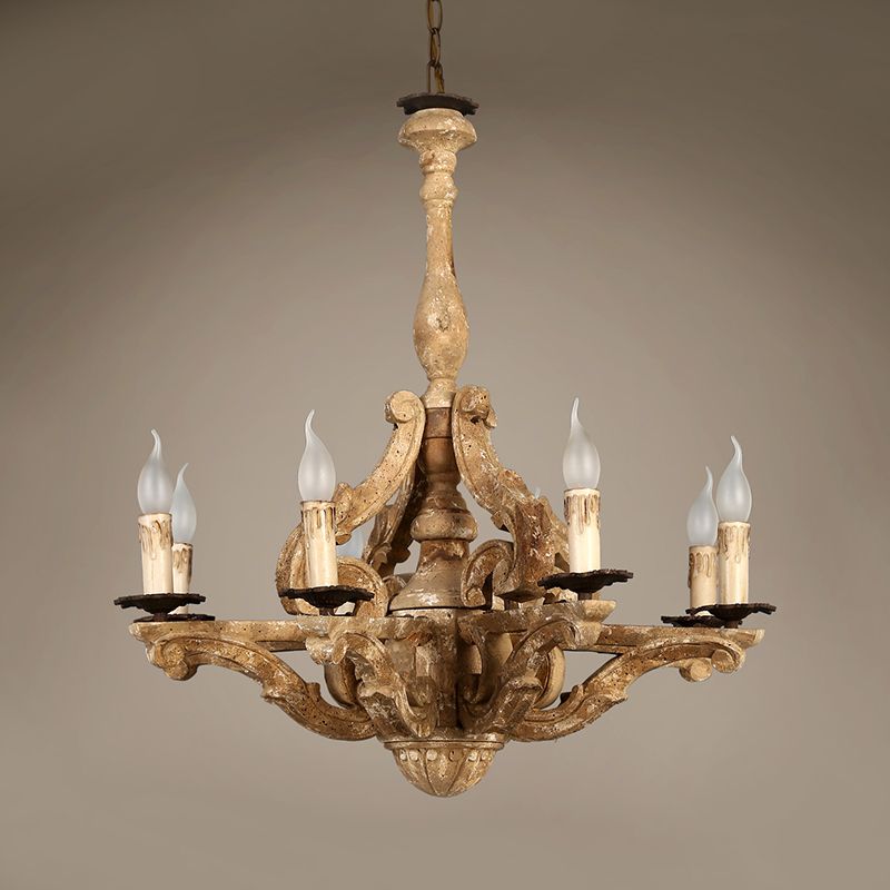 Lampe à lustre en bois de bougie en bois
