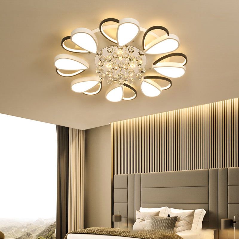 Crystal Flush Mount Light LED Contemporary Ceiling Lamp for Dining Room