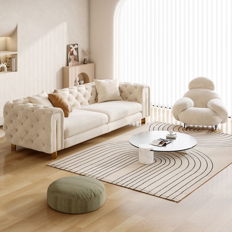 Contemporary Velet Seating Tufted Back Square Arm Sofa for Living Room