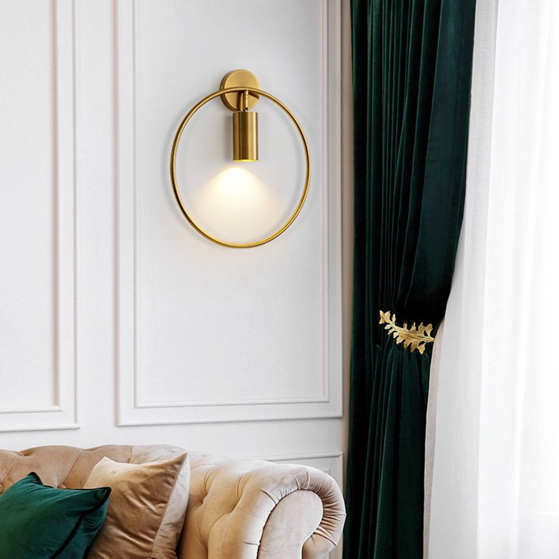 Nordic Metal Wall Light Circle 11" Wide LED Reading Wall Sconce for Living Room