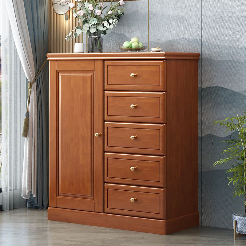 Contemporary Accent Cabinet with 1 Door and Drawers in Rubberwood