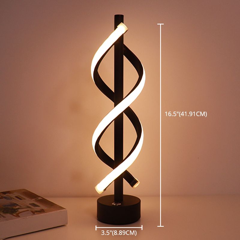 Semplicità Lampada da tavolo lineare ristorante metallico Luce notturna a LED in nero