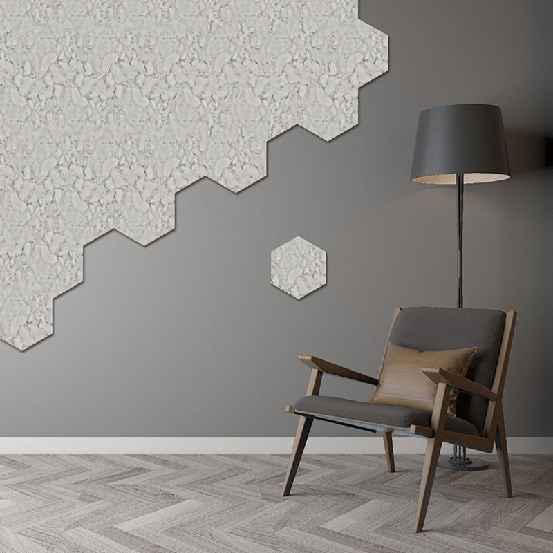 Marble Peel and Stick Wallpapers in White Modern Wall Decor for Living Room (10 Pieces)