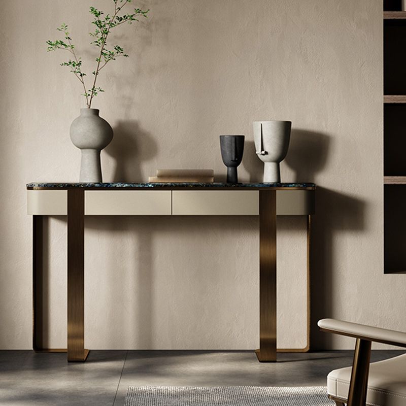 Modern Console Accent Table with Stainless Steel Bracket for Hall