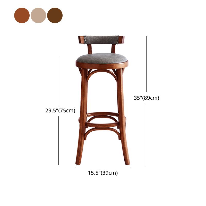 Industrial Wood Quilted Distressed Barstool 29.5" H Indoor Tall Stool with Round Seat