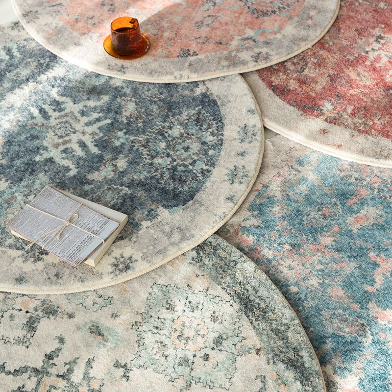Stylish Red Area Carpet Bohemian Pattern Polyester Rug Anti-Slip Washable Rug for Home Decor
