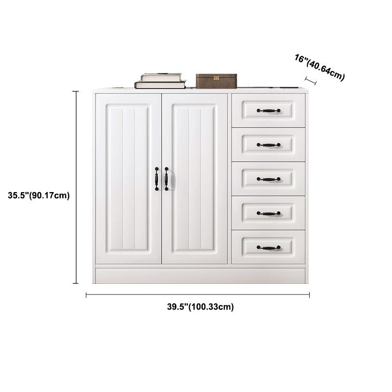 White Storage Chest Modern Style Wooden Storage Chest Dresser with Drawers and Doors