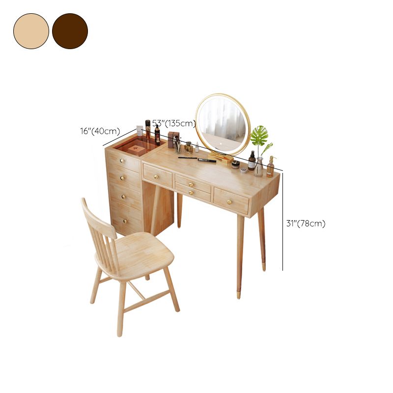Scandinavian Dressing Table with Drawers Solid Wood Makeup Counter