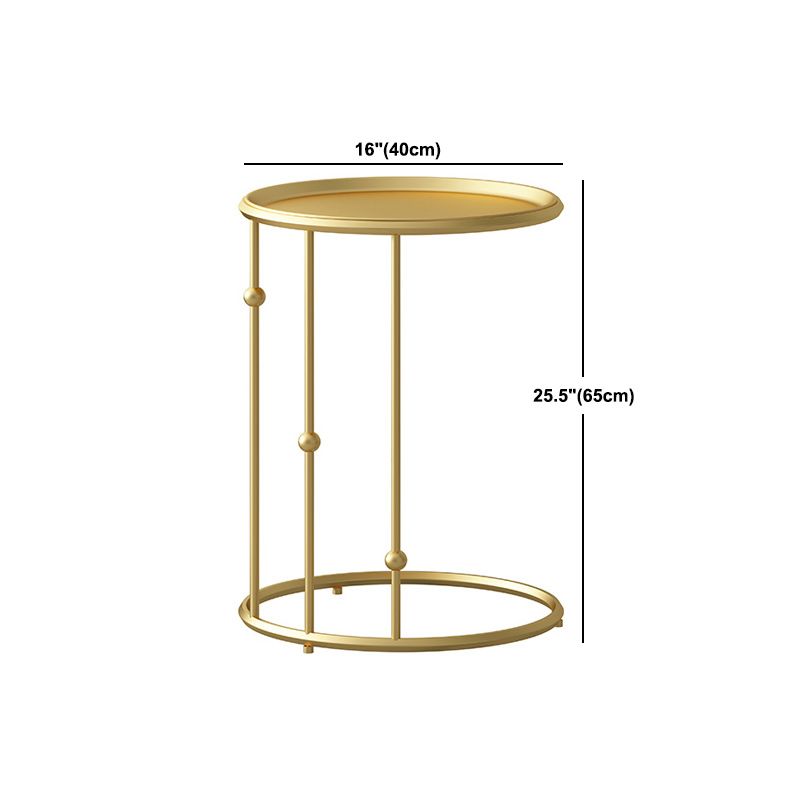 Mid-Century Black / Gold Metal Round Tray Top End Table C Side Table