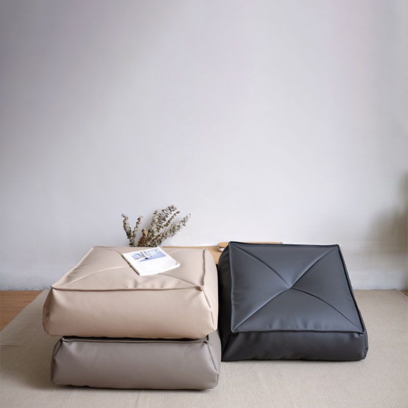Modern Pouf Ottoman PU Leather Upholstered Solid Color Tear Resistant Square Ottoman