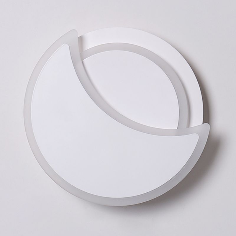 Modern 2 - Light Round Wall Light in Black / White Finish Iron and Acrylic Wall Flush