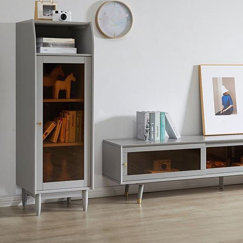 17.7" Wide Solid Wood Accent Cabinet 1 - Shelf and 1 - Door Glass Paned Chest