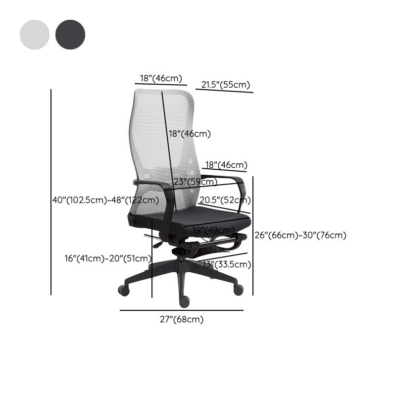 Fixed Arms Desk Chair Adjustable Seat Height Swivel Chair with Wheels