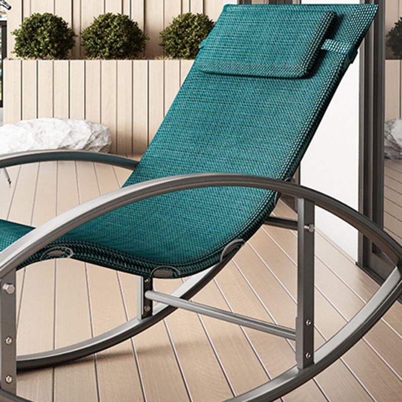 Contemporary Rocker Chair Metal Frame Water Resistant Fabric Rocker Chair with Pillow
