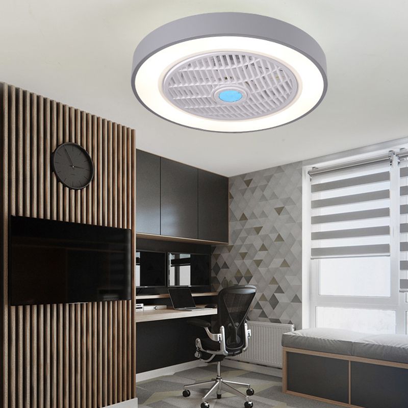 Modern Concise LED Ceiling Fan Light Lacquered Iron Circular Macaron Ceiling Fans with Acrylic Shade