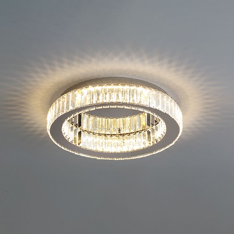 Kristalzilveren LED-inbouwlamp in moderne, modieuze stijl Ronde plafondlamp van roestvrij staal
