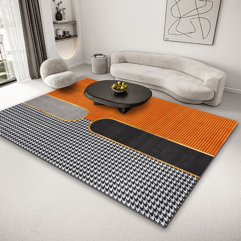 Geometric Pattern Rug Rectangle Shape Stain Resistant Shape Rug for Home Decor