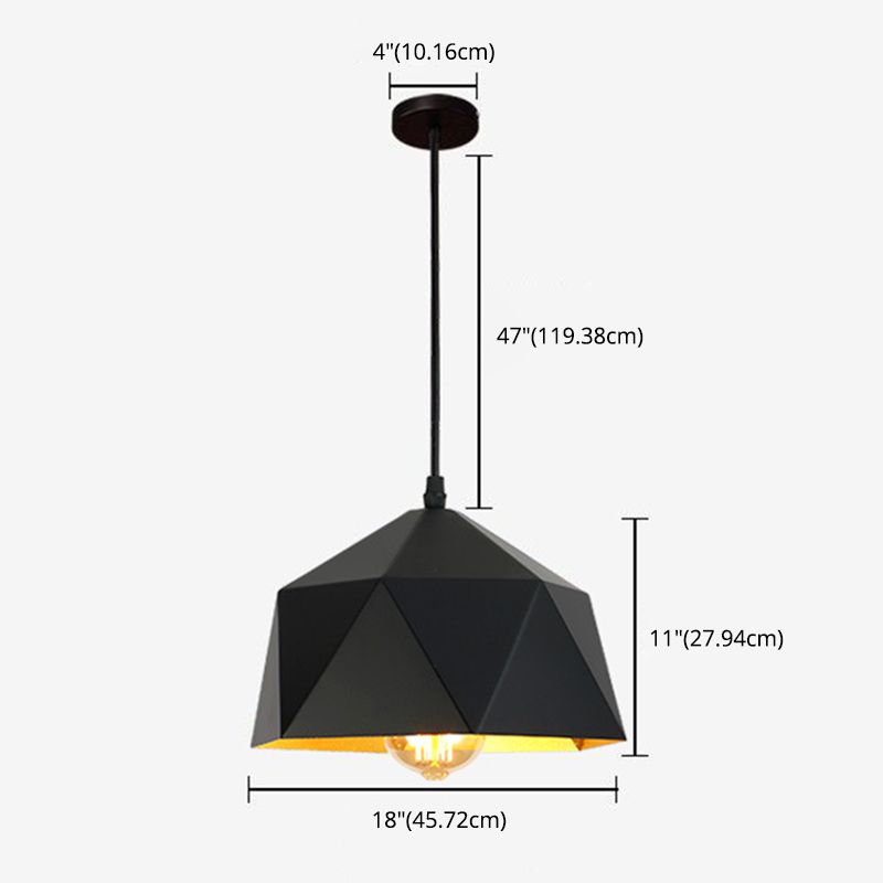 1 lampe à pendentif diamant léger nordique de style minimaliste en métal lampe suspendue