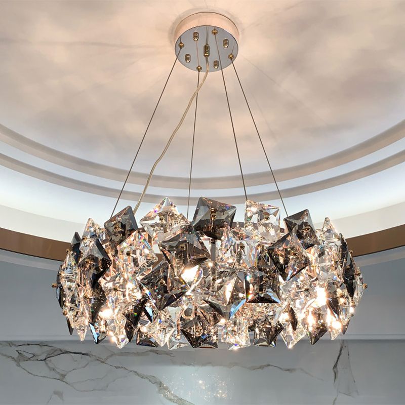 Luce soffitto a sospensione tamburo modernista modernista fumio grigio cristallo soggiorno lampada lampada