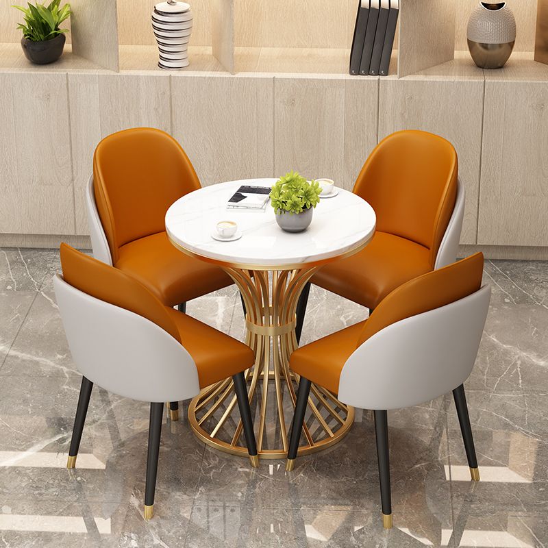 Polished Finish Stone Top Table Set for Home 1/2/3/4/5 Pieces Modern Dinette Set