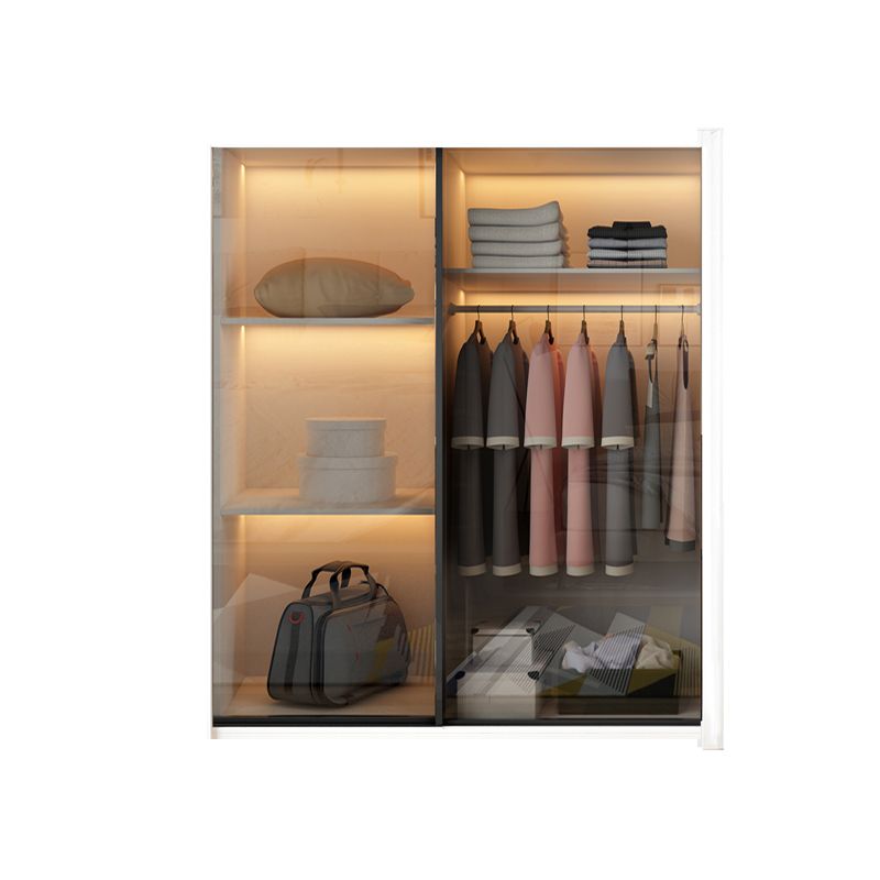 Mirrored Finish Cabinet with Brown Glass Door Modern White Storage Cabinet