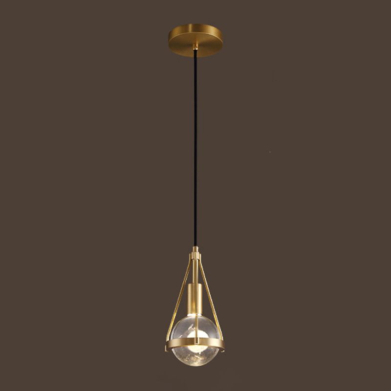 Lampe suspendue en bronze en cristal moderne Copper globe suspendu pour les espaces intérieurs