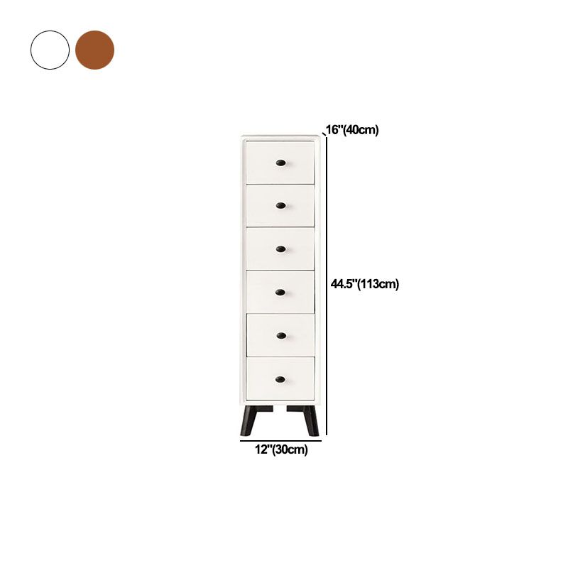 Modern Wooden Lingerie Chest Bedside Vertical Storage Chest in White and Brown