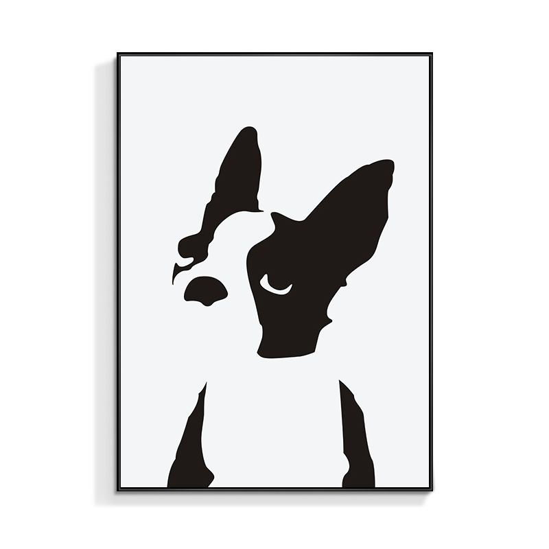Kids Style Bulldog Art Canvas White Domesticated Animal Painting, Multiple Sizes Available