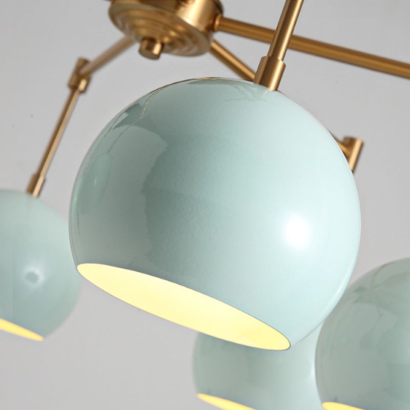 Dome Techo Costeo Luz Macron Metal 3/6/8 Luces Blue Chandelier Iluminación para dormitorio