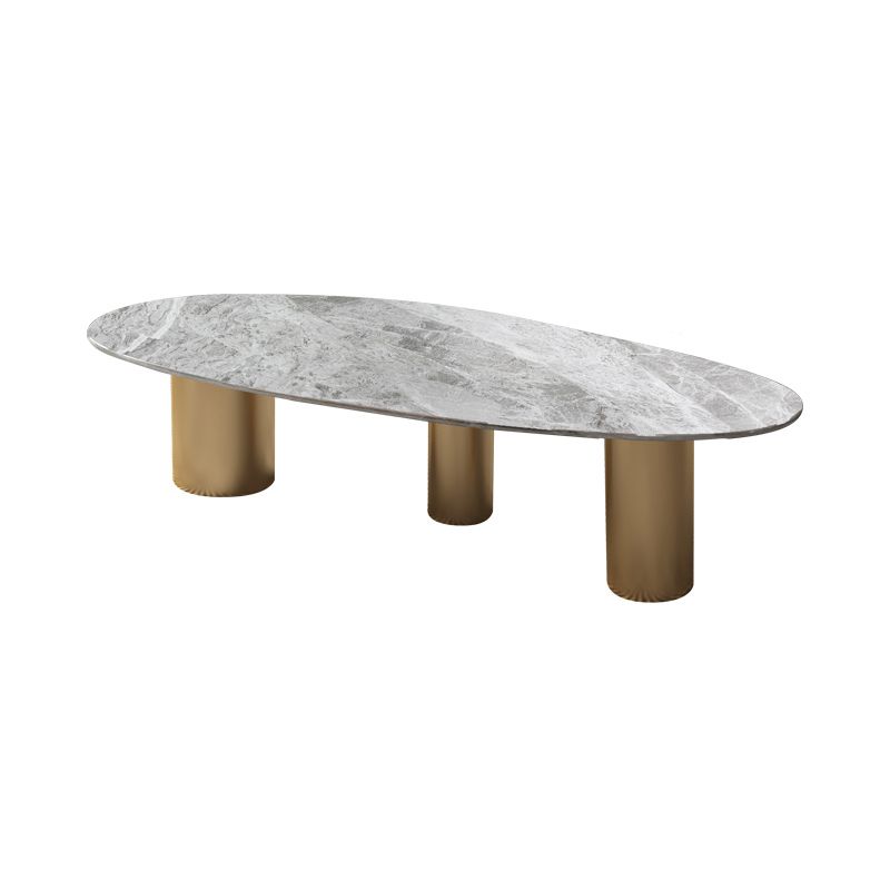 3 Legs Oval Coffee Table Minimalist Slate Coffee Table for Living Room