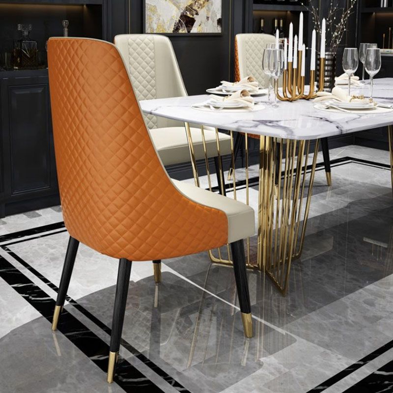 Scandinavian Style Solid Back Dining Side Chairs PU Leather Dining Side Chair for Kitchen