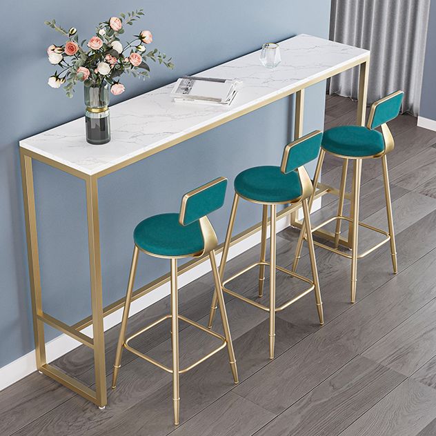 Low Back Upholstered Dining Stools Armless Bar Stools with Metal Base