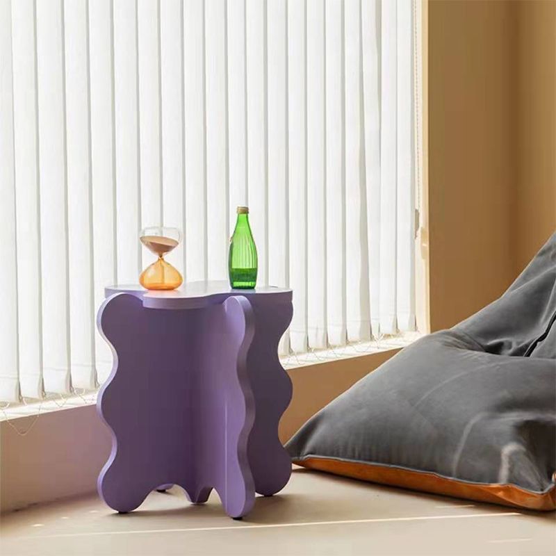 Modern Style Colored Irregular Side Table Faux Wood End Table Set