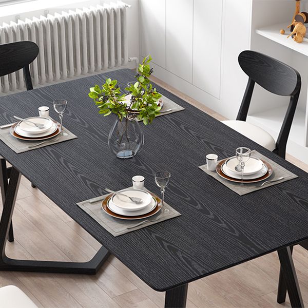 Industriële rechthoek eettafel As vaste houten tafel met dubbele voetstukbasis