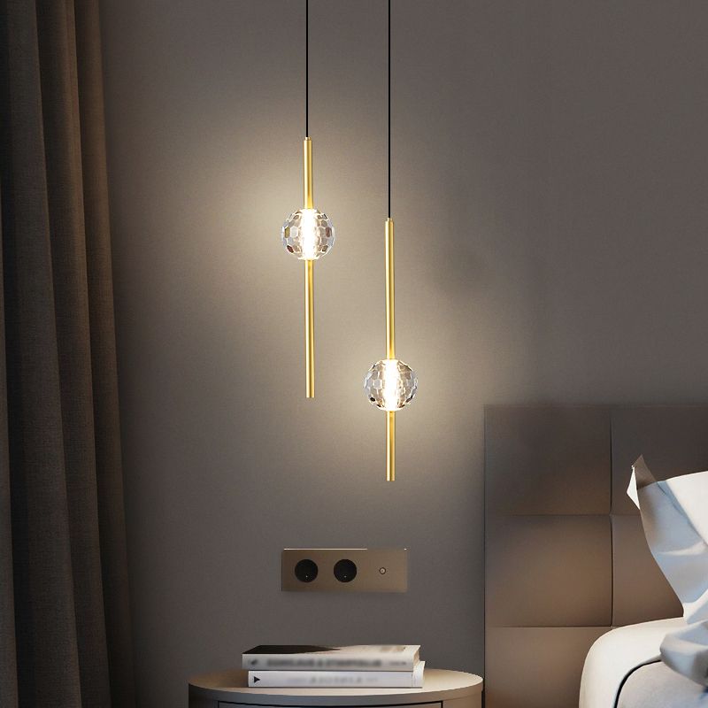 Contemporary Hanging Ceiling Light Linear Crystal Linear Pendant Light for Bedroom