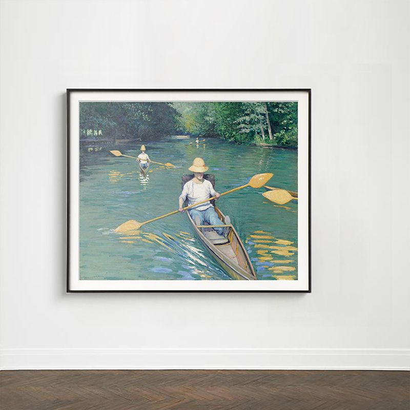 Green Boating Canvas Textured Wall Art Print for Boys Bedroom, Multiple Sizes Options