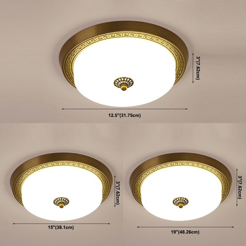 Koepelinbouwlamp Traditionele 1-lichts LED-lamp dichtbij plafond met glazen kap