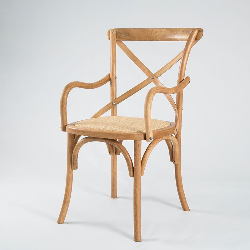 Chaises de salle à manger en bois de ferme, fauteuil latéral arrière croisé pour Restaurant
