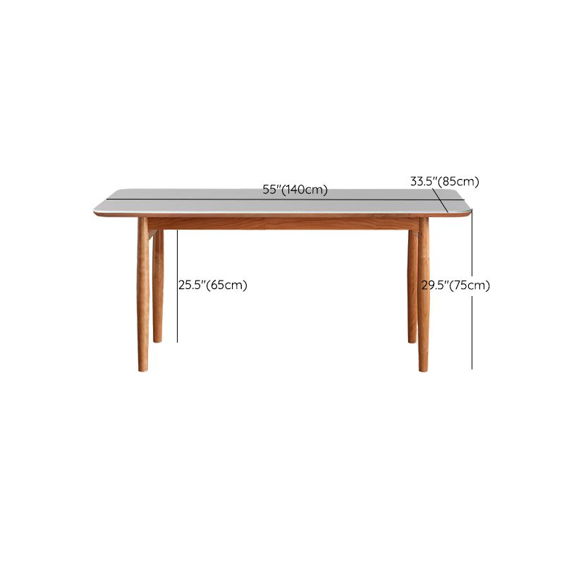 Simplicity Style Rectangle Stone Fixed Dinner Table with 4-foot