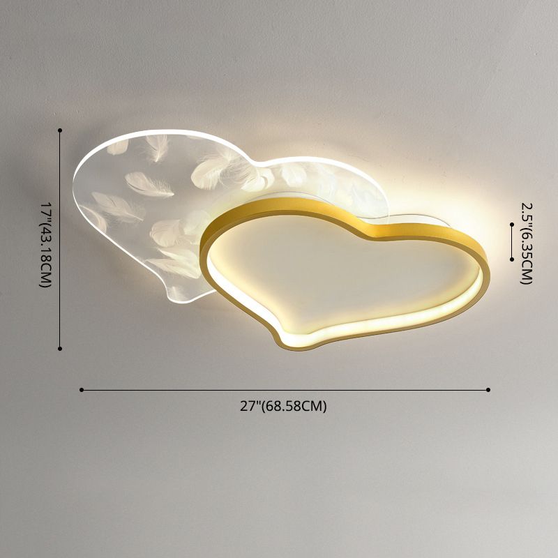 Style contemporain DEL Metal LED Flush Light Fixture Feather Ceiling Flush Mount for Bedroom