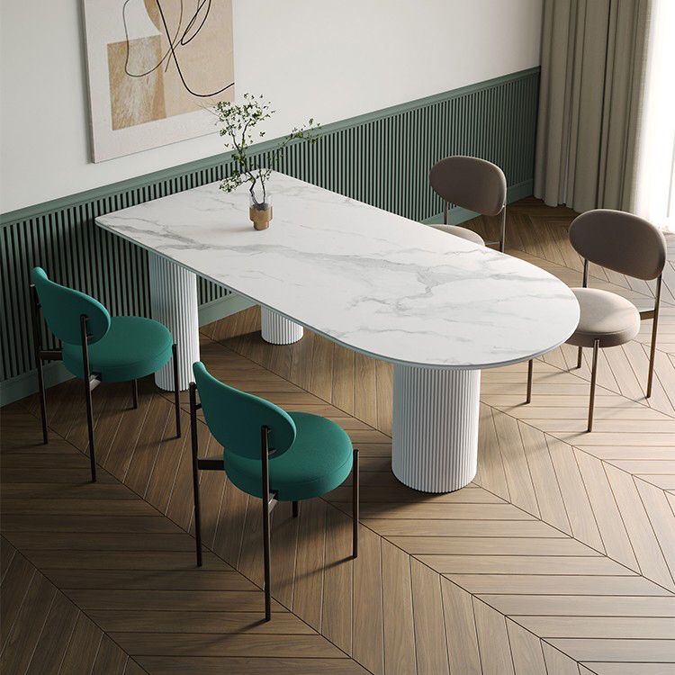 Metal Contemporary Free Form Dining Table Sintered Stone Dining Table with 3 Legs